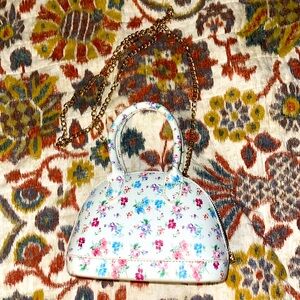 Floral Small White Purse Multicolor Flowers